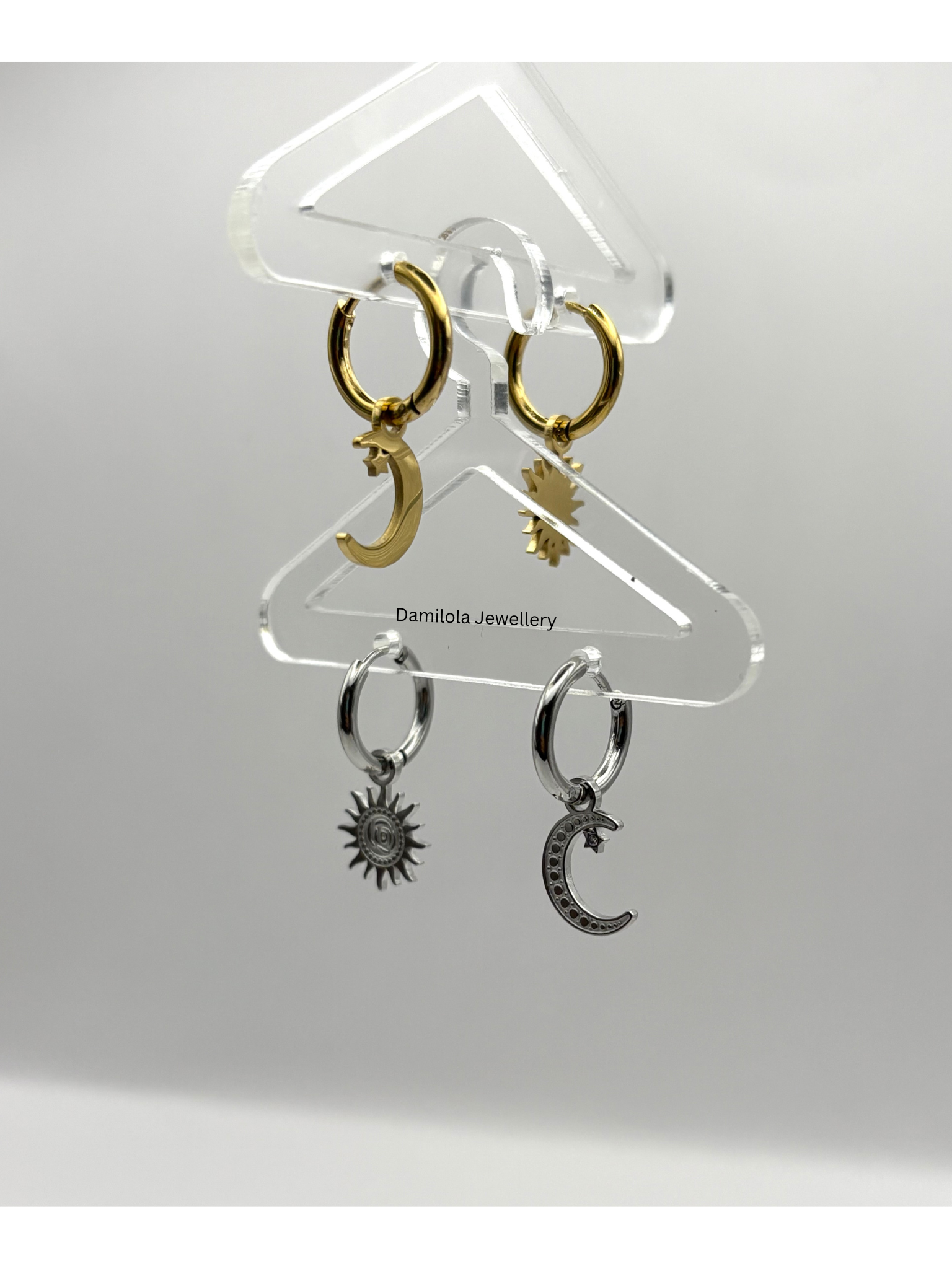 Moon Star Small Small Hoop Earrings - Gold/Silver