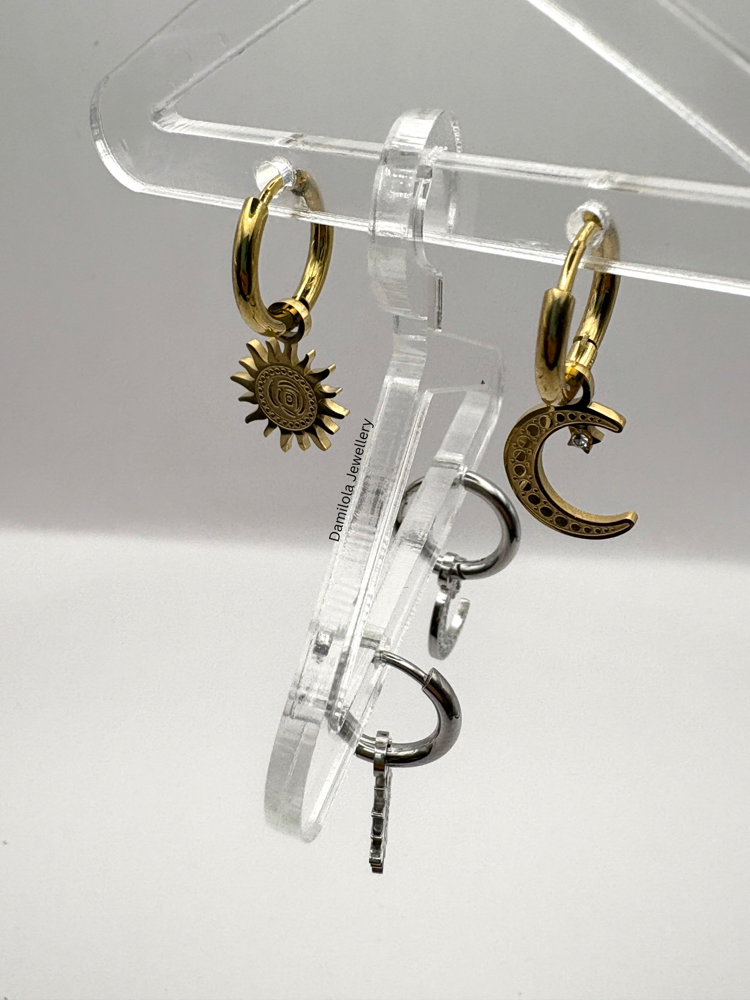 Moon Star Small Small Hoop Earrings - Gold/Silver