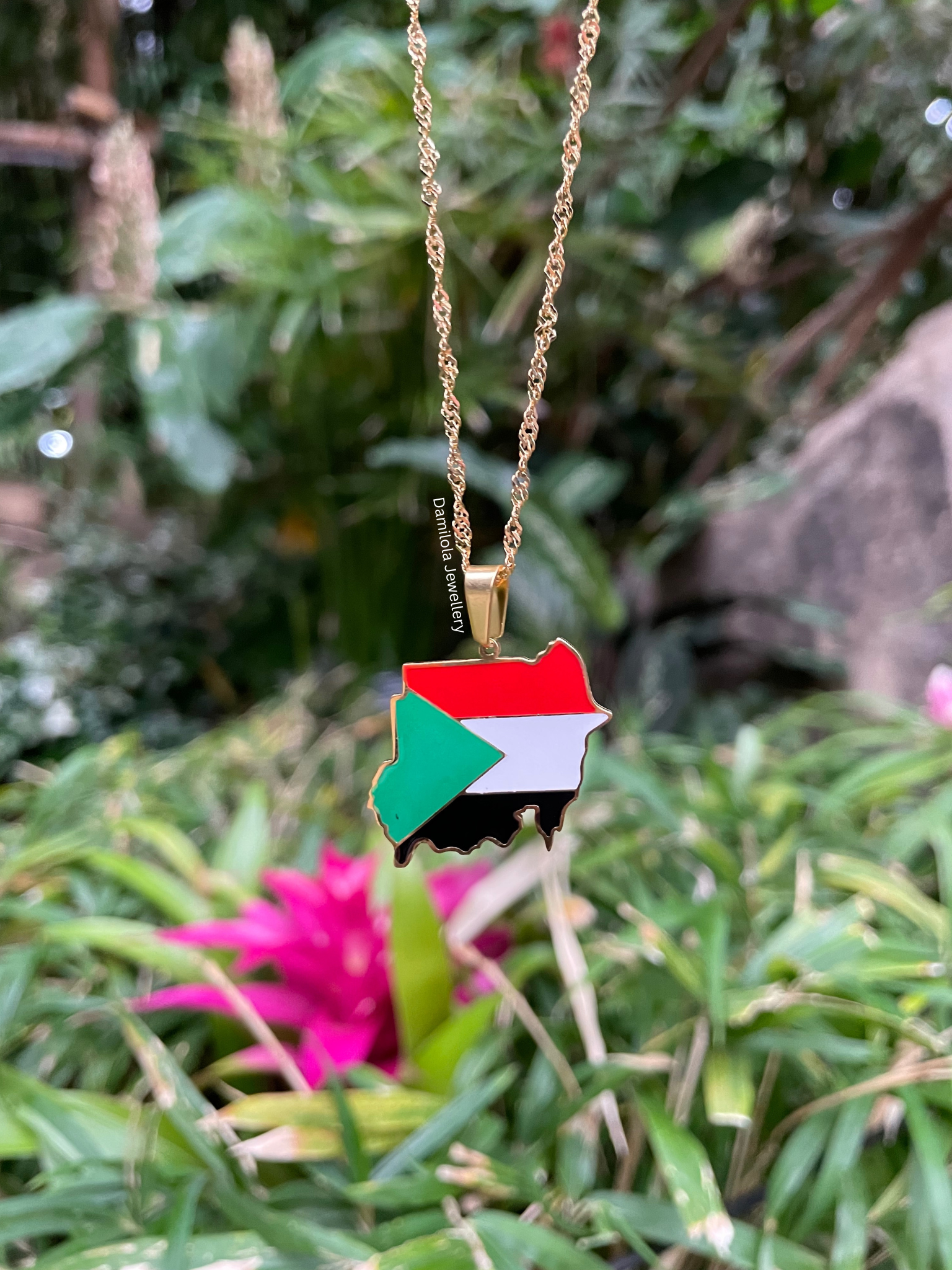 Sudan Flag Map Necklace 🇸🇩