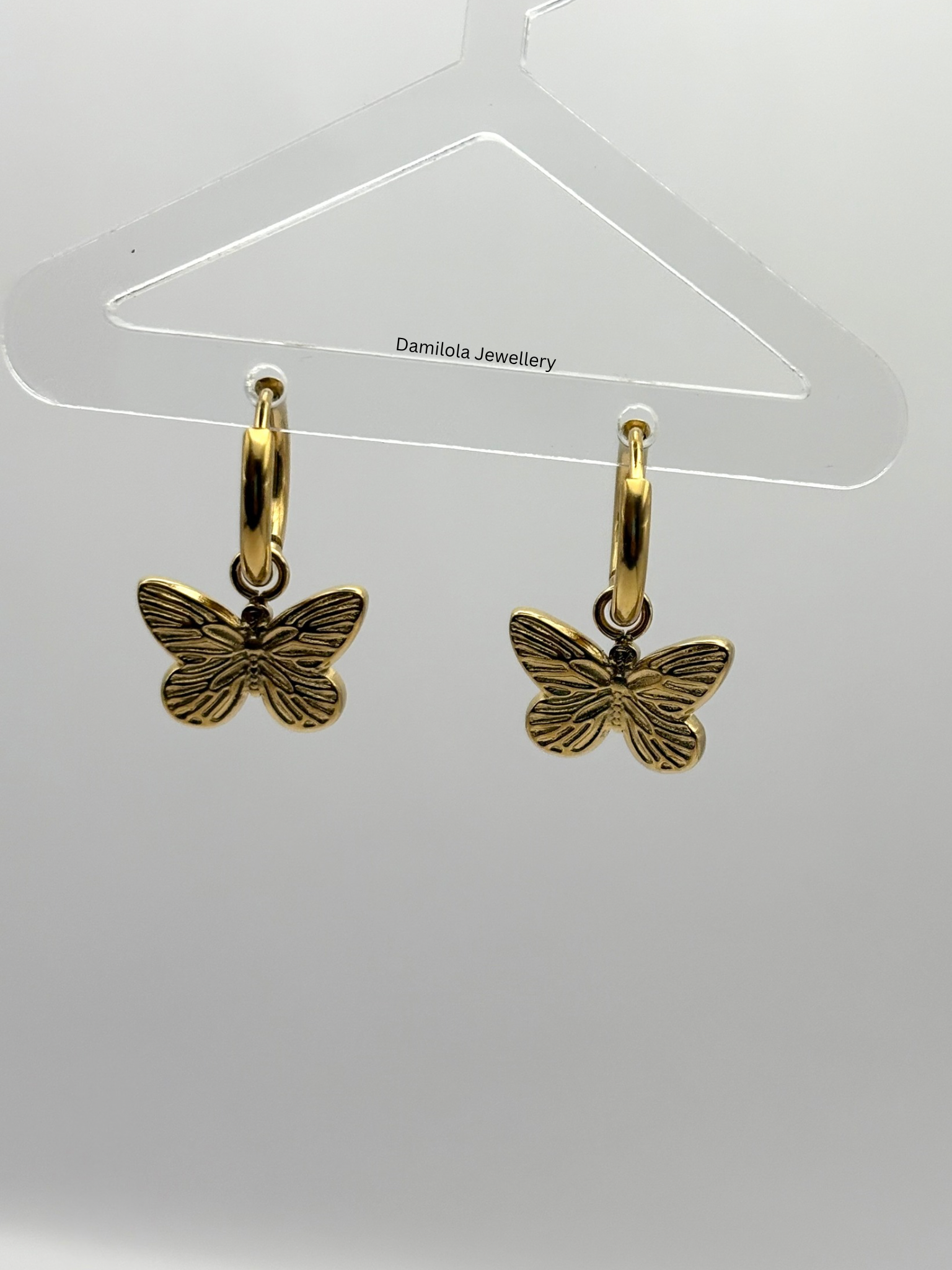 Small Butterfly Huggie Earrings - Silver/Gold