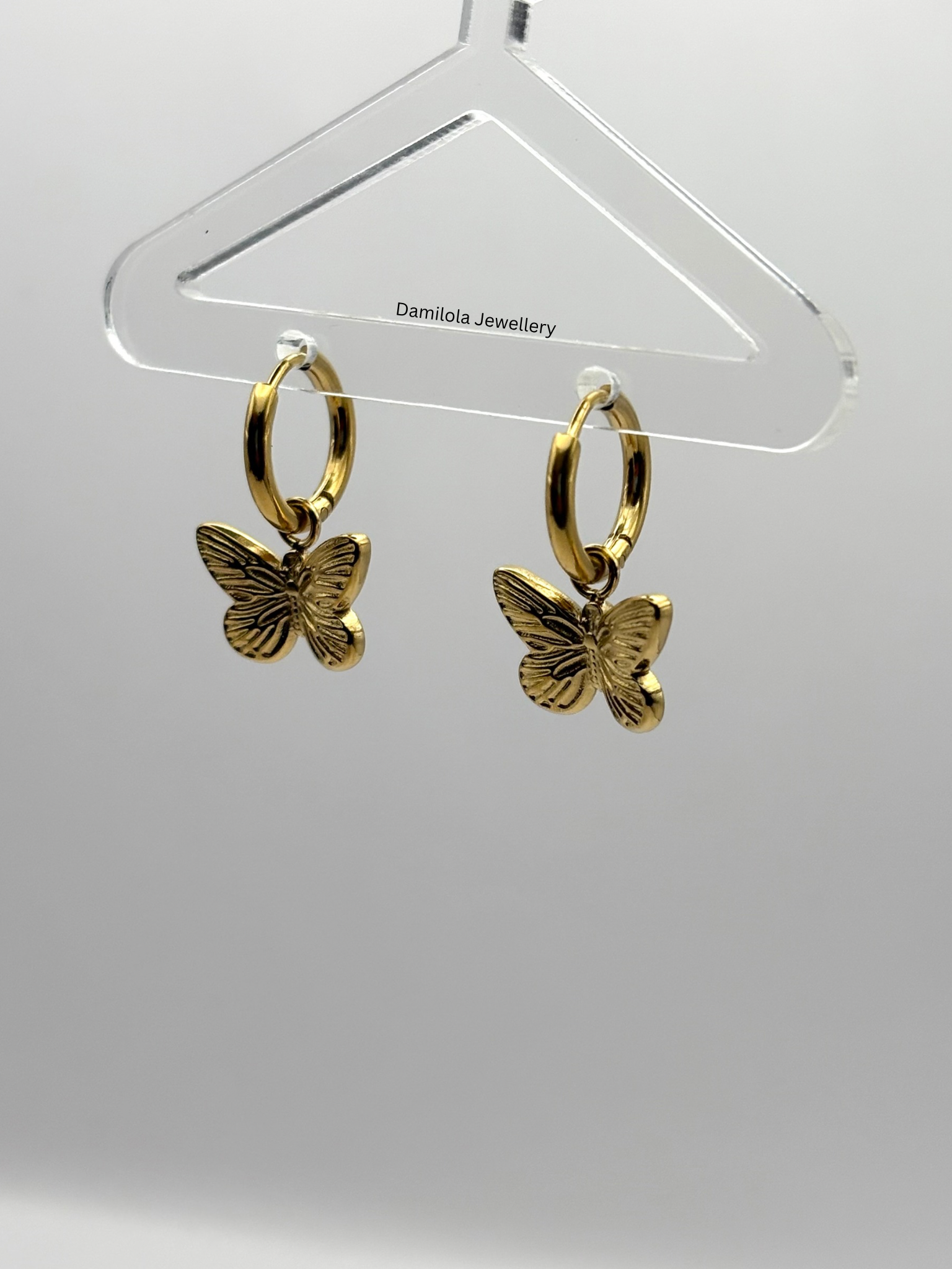 Small Butterfly Huggie Earrings - Silver/Gold